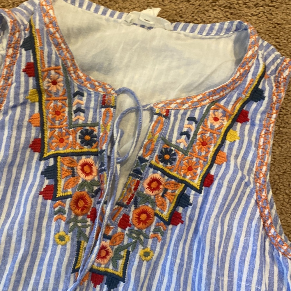 Beach Lunch Lounge womens swimsuit cover up dress Sz medium blue embroidered - Picture 2 of 4